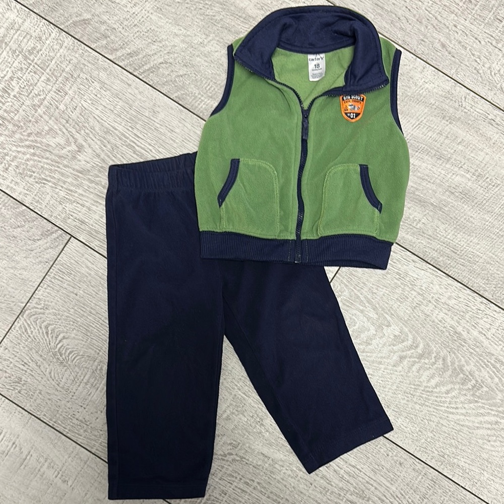 Carter's Green and Navy Fleece Set